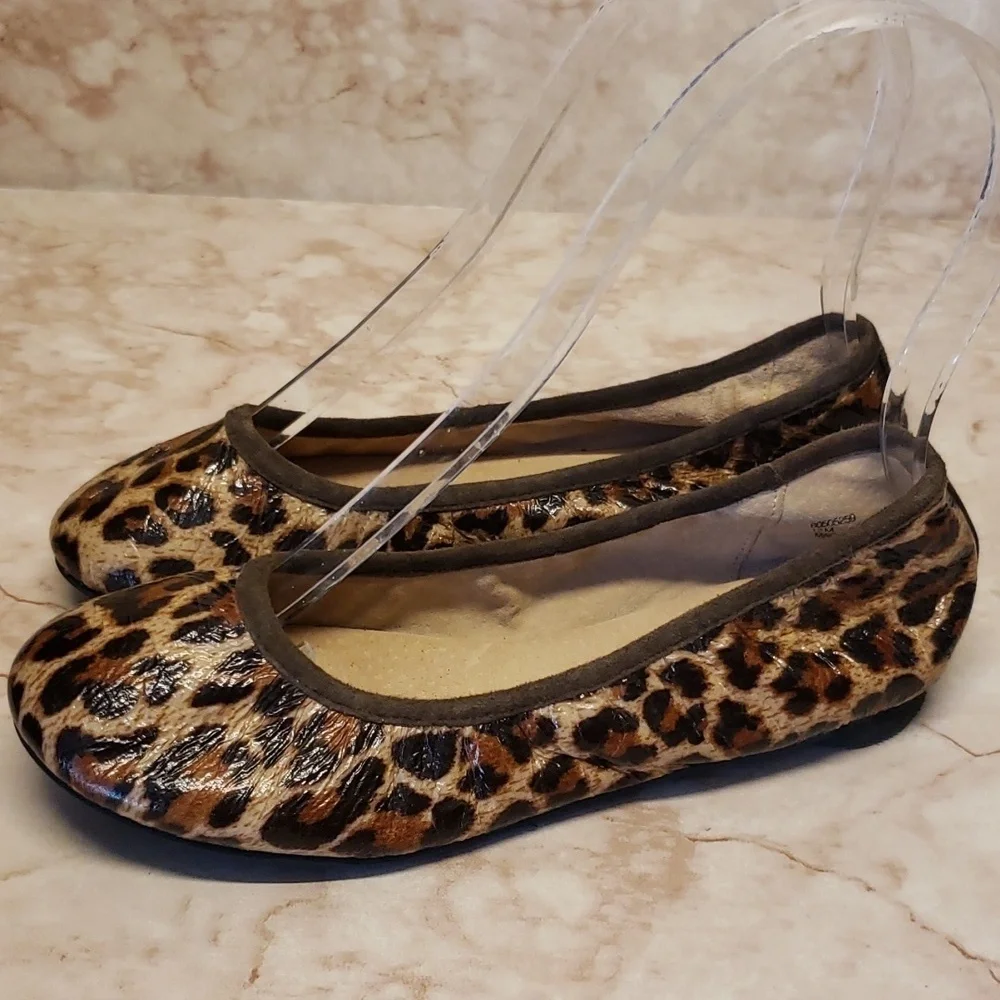 Peek youth animal print man made faux leather ballet flats size  12